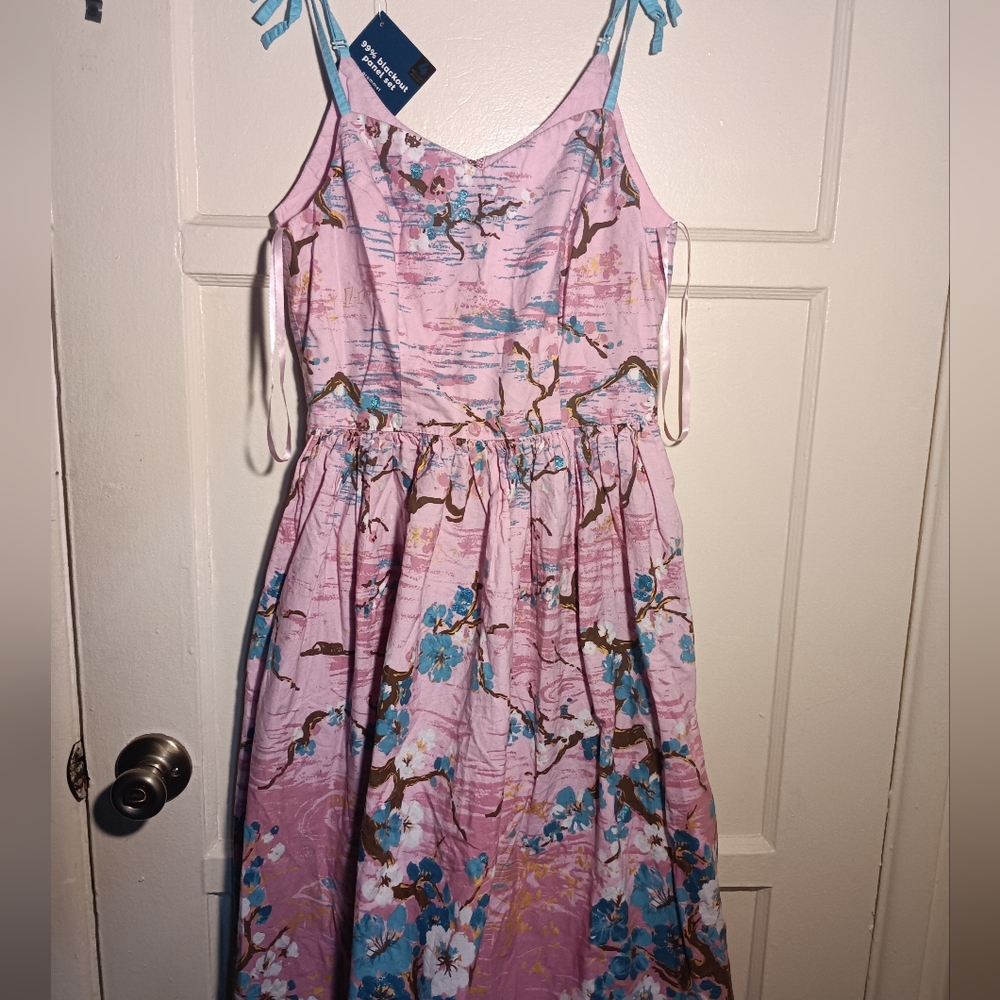 Hell Bunny Floral Pink and Blue Sleeveless Dress